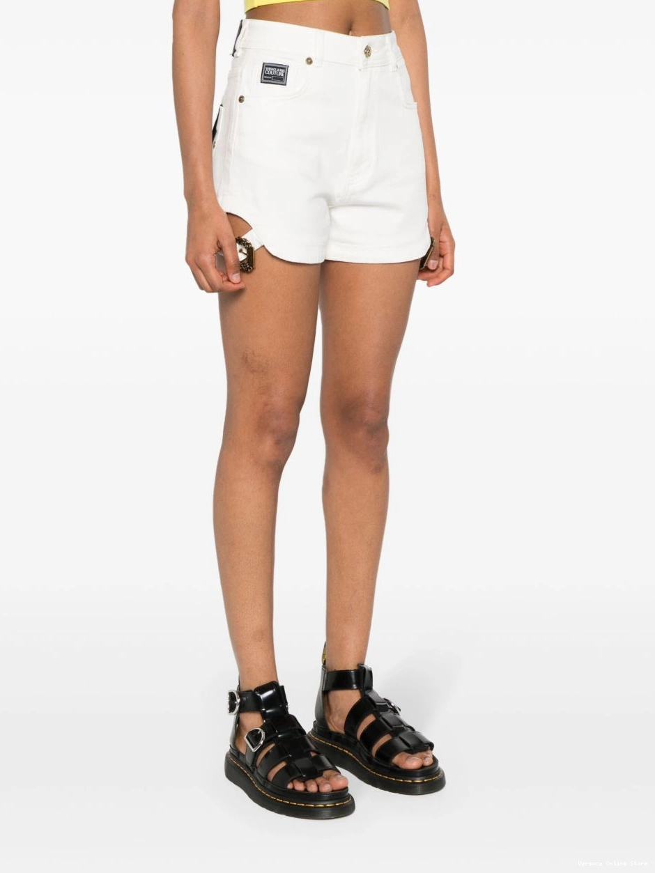 Cheap denim Couture Versace shorts Baroque Jeans Buckle Women 0415